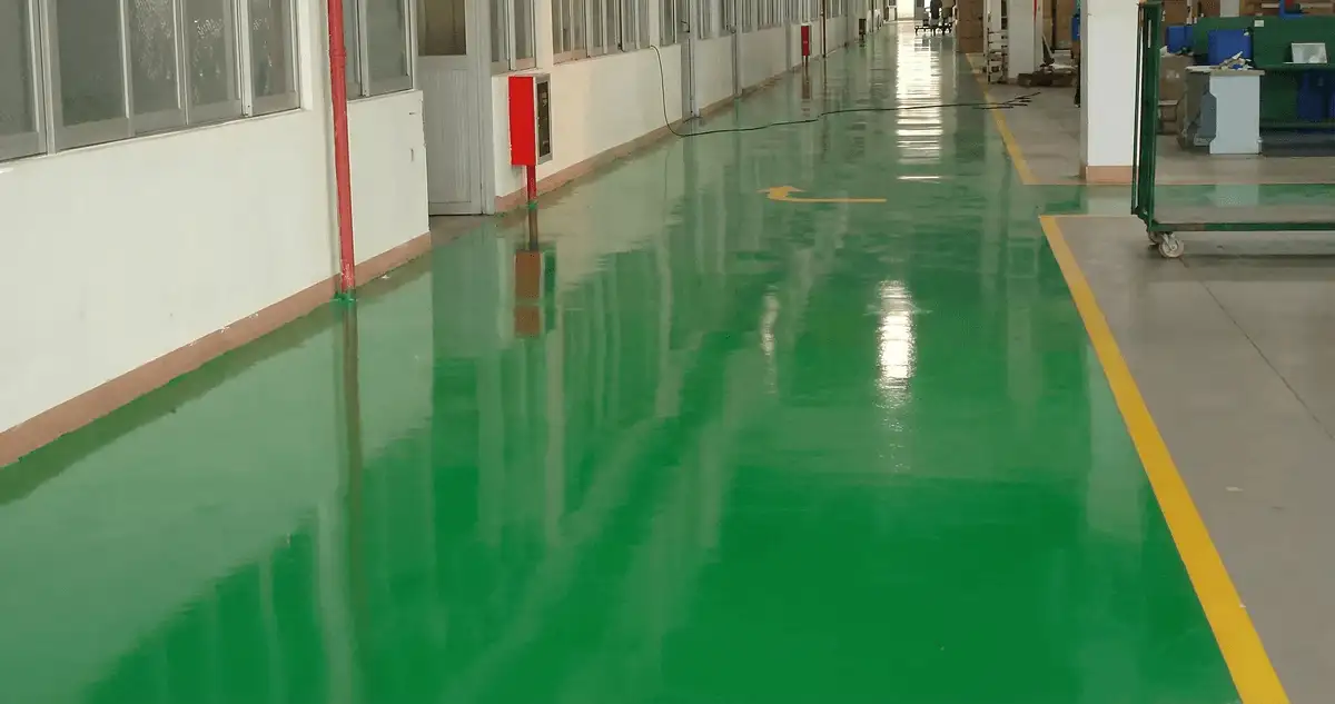 A factory floor professionally covered and marked with epoxy flooring in Kansas City, KS